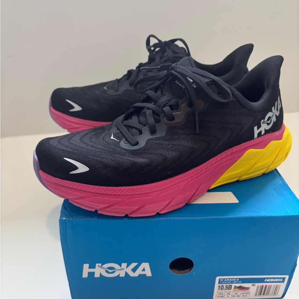 Hoka One One Black and Pink Athletic Shoes with Cushioned Sole